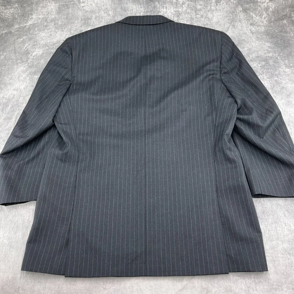 Luciano Carreli Uomo Difference Suit Men 44R 38W Gray Stripe Super 140s Wool VTG